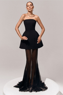 Elegant Sweetheart Sheer Ruffle Maxi Dress