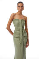 Off Shoulder Ruched Maxi Dress