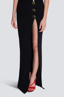Contrast Color Button High Split Maxi Dress