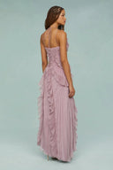Halter Ruffle Pleated Maxi Dress