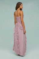 Halter Ruffle Pleated Maxi Dress
