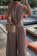 Lightweight Chic Draped High Rise Elastic Waist Wide-leg Pants