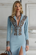 Vintage Western Half-Zip Suede Fringe Dress