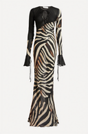 Chiffon Colorblock Animal Print Maxi Dress