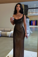 Elegant Sequin Slit Party Maxi Dress