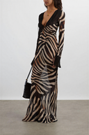 Chiffon Colorblock Animal Print Maxi Dress