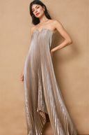 Gold Strapless Evening Dress