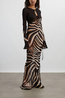Chiffon Colorblock Animal Print Maxi Dress